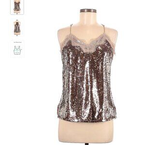 Nine West Sleeveless Sequin ROSE GOLD Top M